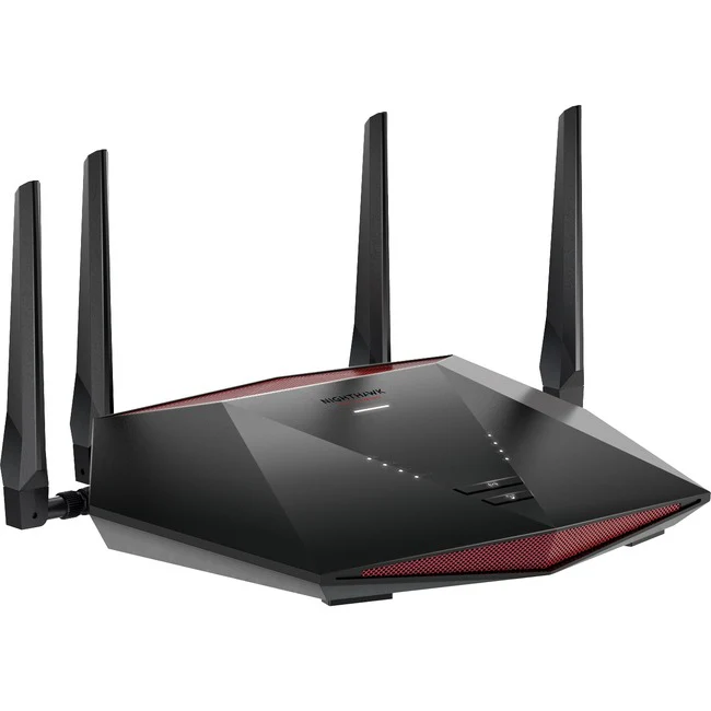 Netgear Nighthawk Pro Gaming XR1000 Wi-Fi 6 IEEE 802.11ax Ethernet Wireless Router - Dual Band - 2.40 GHz ISM Band - 5 GHz UNII Band - 4 x Antenna(4 x External) - 675 MB/s Wireless Speed - 4 x Network Port - 1 x Broadband Port - USB - Gigabit Ethernet - V