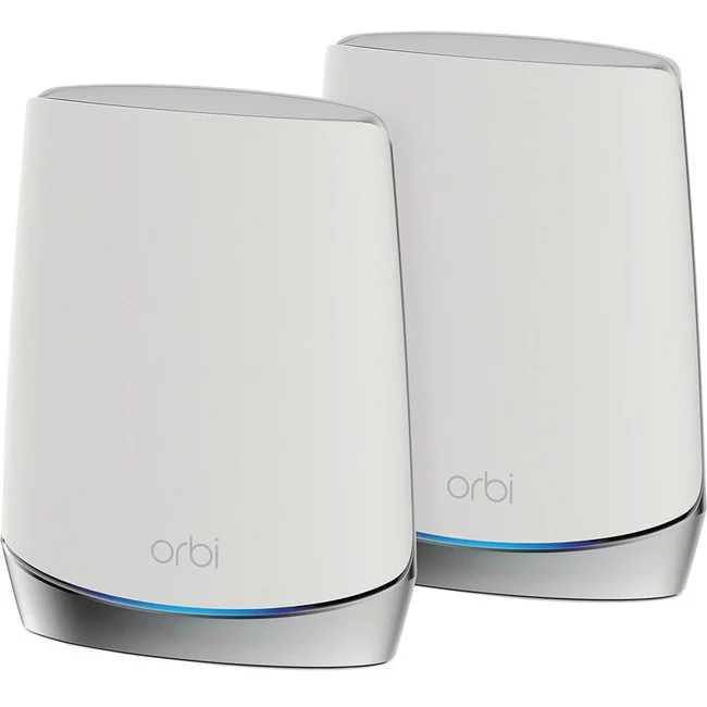Netgear Orbi RBK752 Wi-Fi 6 IEEE 802.11ax Ethernet Wireless Router - Tri Band - 2.40 GHz ISM Band - 5 GHz UNII Band - 6 x Antenna(6 x Internal) - 537.60 MB/s Wireless Speed - 3 x Network Port - 1 x Broadband Port - Gigabit Ethernet - Desktop