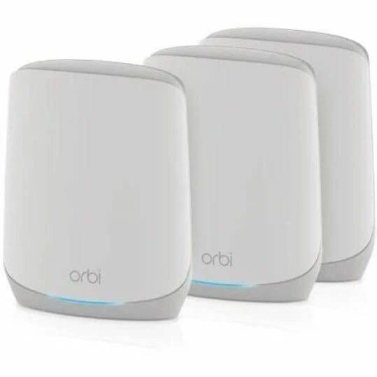 Netgear Orbi RBK763S Wi-Fi 6 IEEE 802.11ax Ethernet Wireless Router - Tri Band - 2.40 GHz ISM Band - 5 GHz UNII Band - 4 x Antenna(4 x Internal) - 691.20 MB/s Wireless Speed - 3 x Network Port - 1 x Broadband Port - Gigabit Ethernet - Desktop