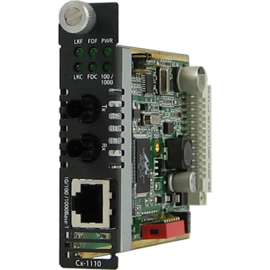 Perle C-1110-S2ST40 Gigabit Ethernet Media and Rate Converter - 1 x Network (RJ-45) - 1 x ST Ports - 1000Base-EX, 10/100/1000Base-T - 24.85 Mile - Internal