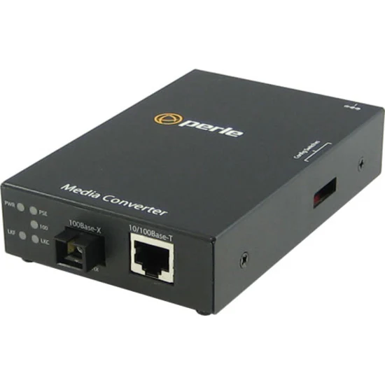 Perle S-110PP-S1SC40U Media Converter - 1x PoE+ (RJ-45) Ports - 1 x SC Ports - 10/100Base-TX, 100Base-BX-U - 24.85 Mile - Rail-mountable, Rack-mountable, Wall Mountable