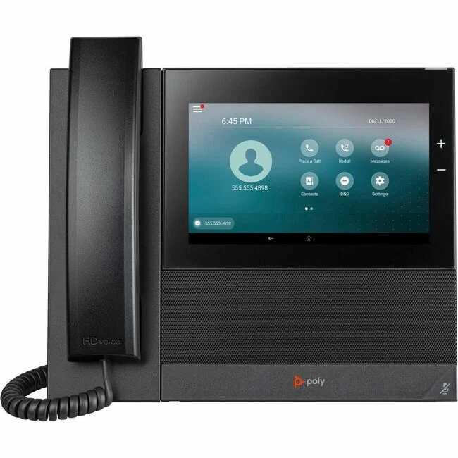 Poly CCX 600 IP Phone - Corded - Corded/Cordless - Bluetooth, Wi-Fi - Desktop - Black - VoIP - 2 x Network (RJ-45) - PoE Ports