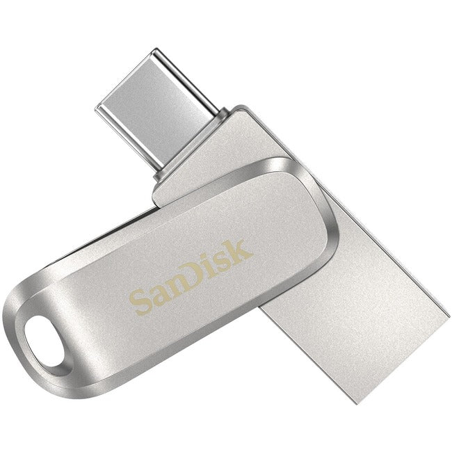 SanDisk Ultra Dual Drive Luxe USB Type-C Flash Drive - 64 GB - USB 3.1 (Gen 1) Type A, USB 3.1 (Gen 1) Type C - 150 MB/s Read Speed - Silver