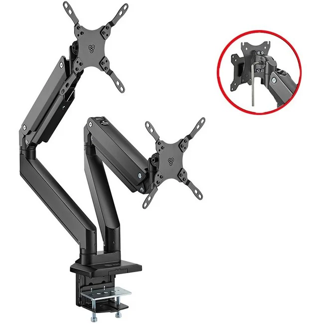 SIIG Dual Monitor Heavy-Duty Premium Aluminum Gas Spring Desk Mount - 35"