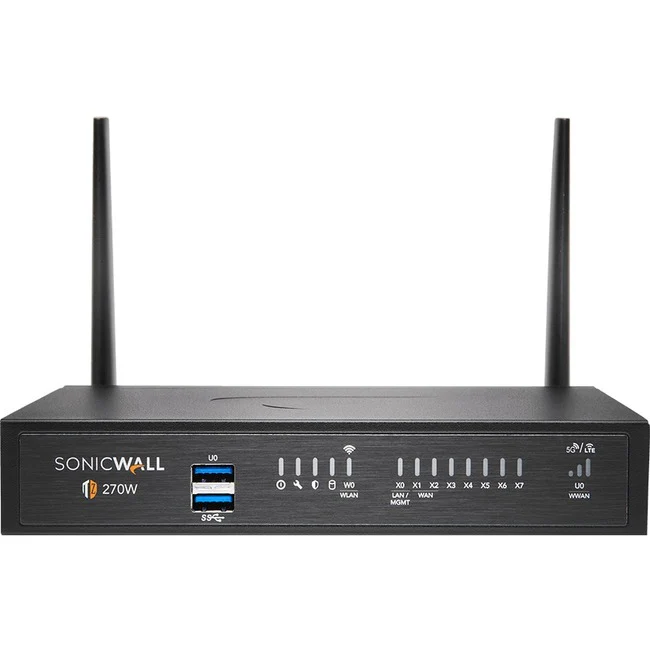 SonicWall TZ270W Network Security/Firewall Appliance - 8 Port - 10/100/1000Base-T - Gigabit Ethernet - Wireless LAN IEEE 802.11ac - DES, 3DES, MD5, SHA-1, AES (128-bit), AES (192-bit), AES (256-bit), WPA, WPA2, WEP, TKIP - 8 x RJ-45 - 3 Year Secure Upgrad