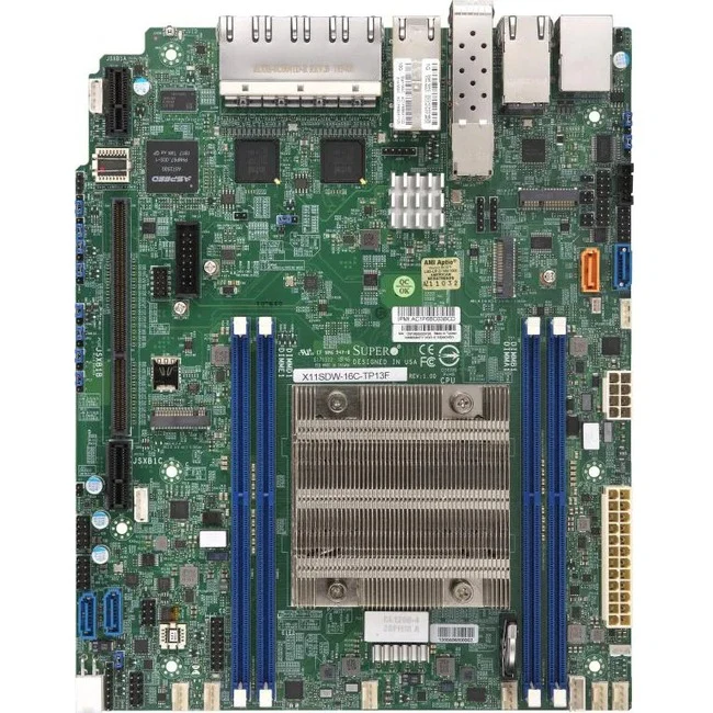 Supermicro X11SDW-16C-TP13F Server Motherboard - Intel Chipset - Socket BGA-2518 - Proprietary Form Factor - Intel Xeon D-2183IT - 512 GB DDR4 SDRAM Maximum RAM - DIMM, RDIMM, LRDIMM - 4 x Memory Slots - Gigabit Ethernet - 4 x SATA Interfaces