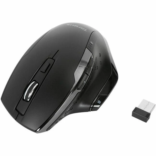Targus Antimicrobial Ergo Wireless Mouse - BlueTrace - Wireless - Radio Frequency - 2.40 GHz - Black - USB Type A - 1600 dpi - Scroll Wheel, Thumbwheel - 7 Button(s) - Right-handed