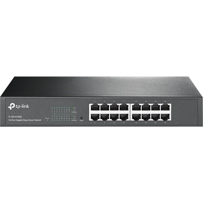 TP-LINK TL-SG1016DE - 16-Port Gigabit Easy Smart Switch - Plug & Play - Desktop/Rackmount - Sturdy Metal w/ Shielded Ports - Support QoS, Vlan, IGMP & Link Aggregation