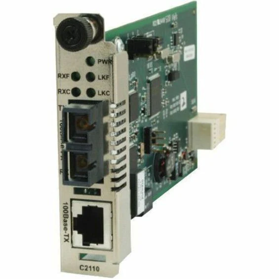 Transition Networks ION C2110-1013 Transceiver/Media Converter - 1 x Network (RJ-45) - 1 x SC Ports - DuplexSC Port - Multi-mode - 1300 nm Fiber - Fast Ethernet - 100Base-FX, 100Base-TX - 100 Mbit/s - 1.24 Mile - DC - TAA Compliant