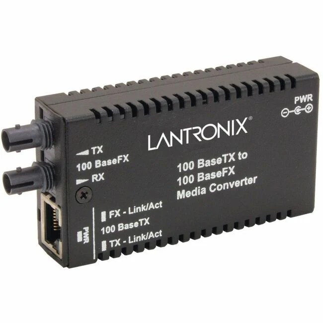 Transition Networks M/E-TX-FX-01 Transceiver/Media Converter - 1 x Network (RJ-45) - 1 x ST Ports - Multi-mode - 1300 nm Fiber - Fast Ethernet - 100Base-FX, 100Base-TX - 100 Mbit/s - 1.24 Mile - AC/DC - Wall Mountable, DIN Rail Mountable, Rack-mountable,