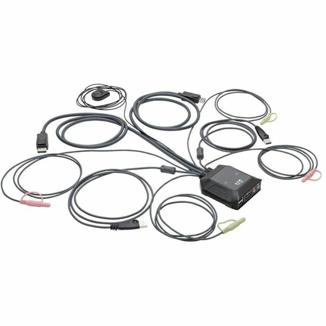 Tripp Lite by Eaton 2-Port DisplayPort 1.1/USB KVM Switch with Audio/Video Built-In Cables USB Peripheral Sharing - 2 Computer(s) - 1 Local User(s) - 0 Remote User(s) - 4096 x 2160 - 0 - 2 x USB - Desktop - 1 x DisplayPort