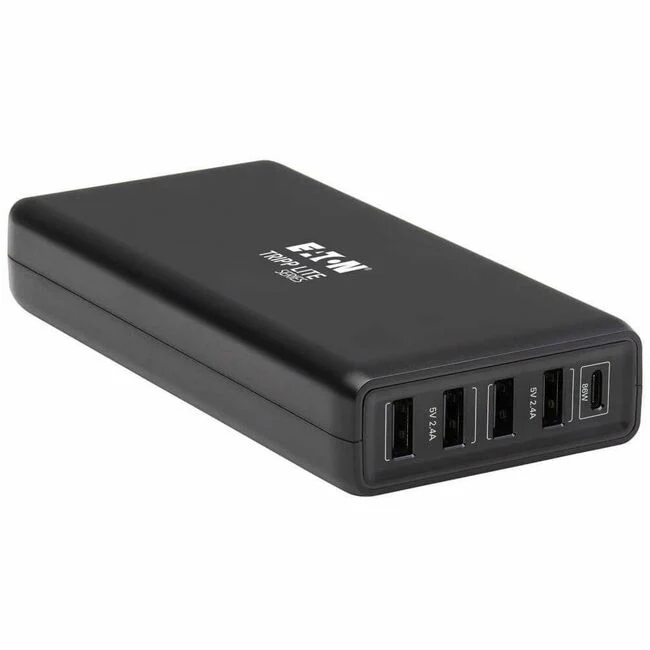 Tripp Lite by Eaton 5-Port USB-C Charger 110W 1x USB-C PD 3.0 PD port (86W) and 4x USB-A Auto-sensing ports,USB-IF certified - 120 V AC, 230 V AC Input - 5 V DC/4.80 A, 20 V DC, 15 V DC, 12 V DC Output