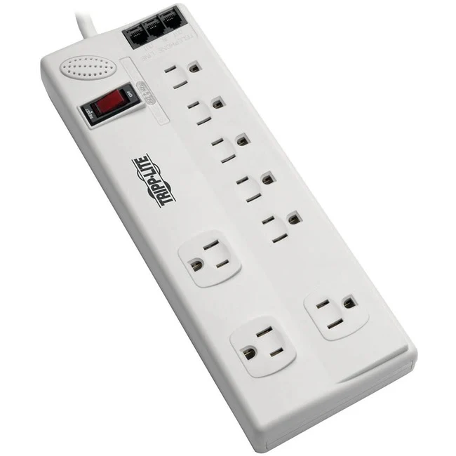 Tripp Lite by Eaton 8-Outlet Surge Protector with DSL/Phone Line/Modem Surge Protection - 3150 Joules 6 ft. (1.83 m) Cord - 8 x NEMA 5-15R - 1800 VA - 3150 J - 120 V AC Input - Phone/DSL Modem - TAA Compliant