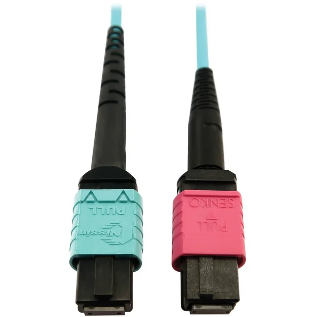 Tripp Lite by Eaton N846D-03M-24DAQ 400G Multimode 50/125 OM4 Fiber Optic Cable, Aqua, 3 m