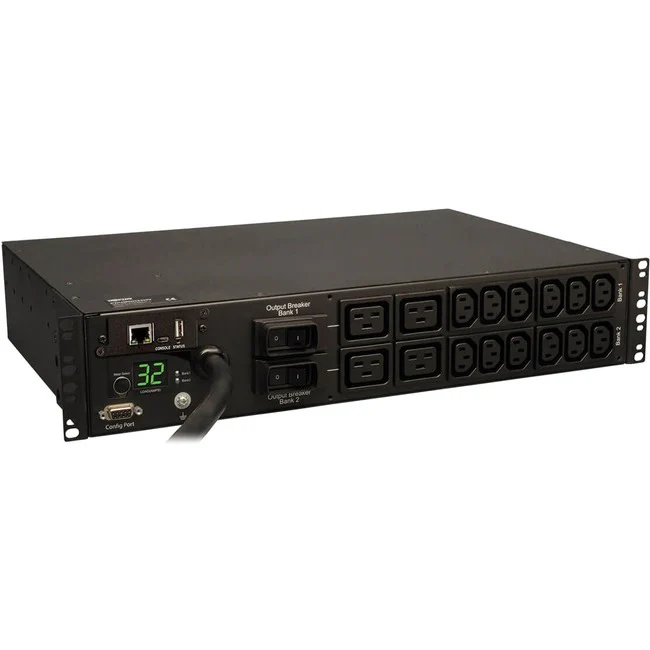 Tripp Lite by Eaton PDU 7.4kW Single-Phase Monitored PDU with LX Platform Interface 230V Outlets (12-C13 4-C19) IEC-309 32A Blue 12 ft. (3.66 m) Cord 2U Rack-Mount TAA - 4 x IEC 60320 C19, 12 x IEC 60320 C13 - 7.30 kVA - 2U - Horizontal Rackmount"