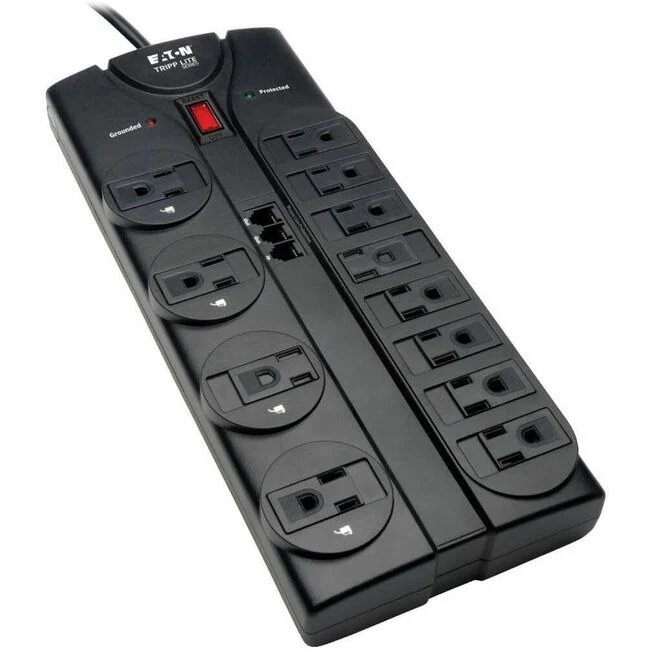 Tripp Lite by Eaton Protect It! 12-Outlet Surge Protector 8 ft. (2.43 m) Cord 2160 Joules Tel/Modem Protection - 12 x NEMA 5-15R - 1875 VA - 2160 J - 120 V AC Input - Phone/Fax/Modem/DSL