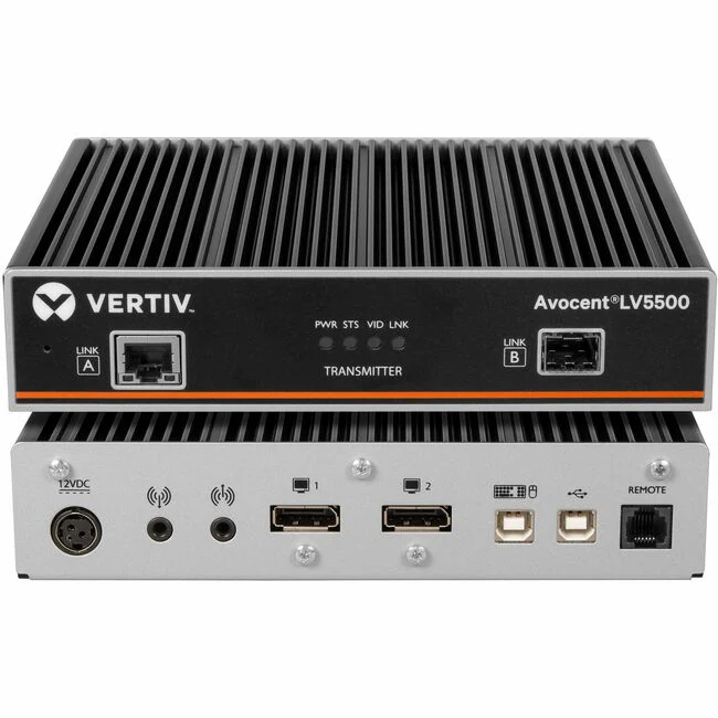 Vertiv Avocent LV5500 High-Performance KVM Extender | Transmitter - High-Performance KVM Extender | 4K 60Hz | Single Head | Dual Head | Single Port KVM | 2 Port KVM | 4 Port KVM | 4K DisplayPort | USB 2.0 | True USB Emulation | DVI KVM Switch | Fiber Opti