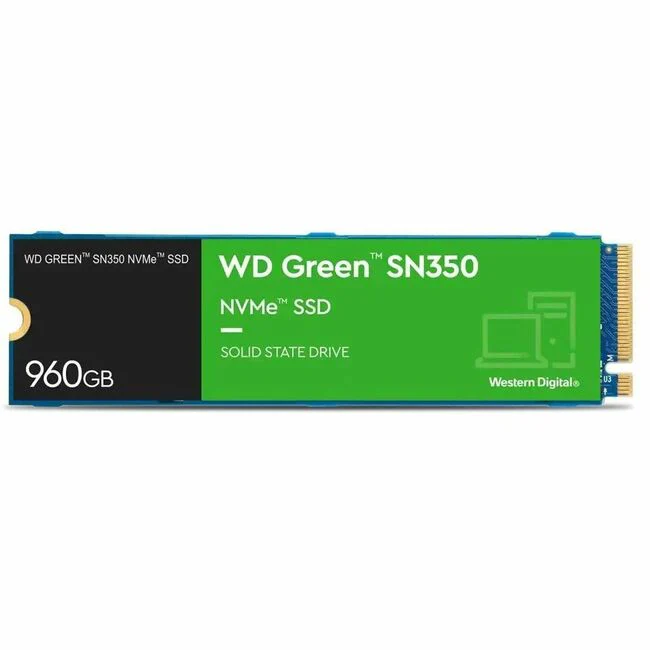 Western Digital Green SN350 WDS960G2G0C 960 GB Solid State Drive - M.2 2280 Internal - PCI Express NVMe (PCI Express NVMe 3.0 x4) - Desktop PC Device Supported - 80 TB TBW - 2400 MB/s Maximum Read Transfer Rate - 3 Year Warranty
