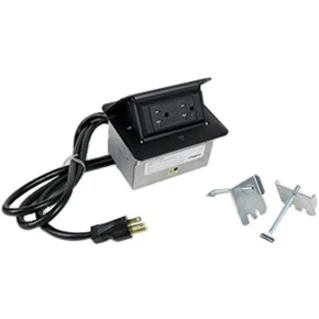 Wiremold Cord Ended deQuorum Single-Flip Up Unit - 20 A Rectangular Tabletop - TAA Compliant