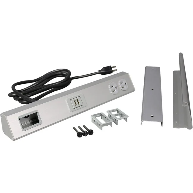 Wiremold TableSource Table Box with 1 Communication Opening, Backsplash-Mounted, 6' Cord - 15 A Rectangular Tabletop