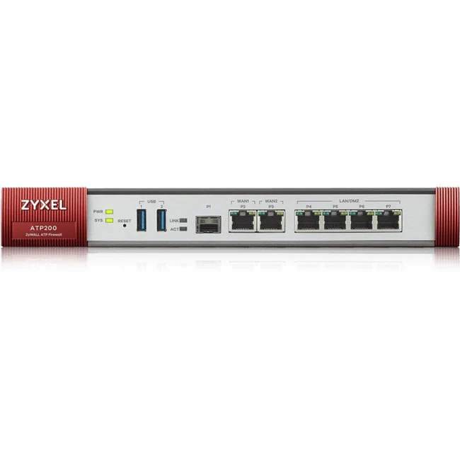 ZYXEL ZyWALL ATP200 Network Security/Firewall Appliance - 6 Port - 1000Base-T, 1000Base-X - Gigabit Ethernet - DES, 3DES, AES (256-bit), MD5, SHA-1, SHA-2 - 6 x RJ-45 - 1 Total Expansion Slots - Rack-mountable